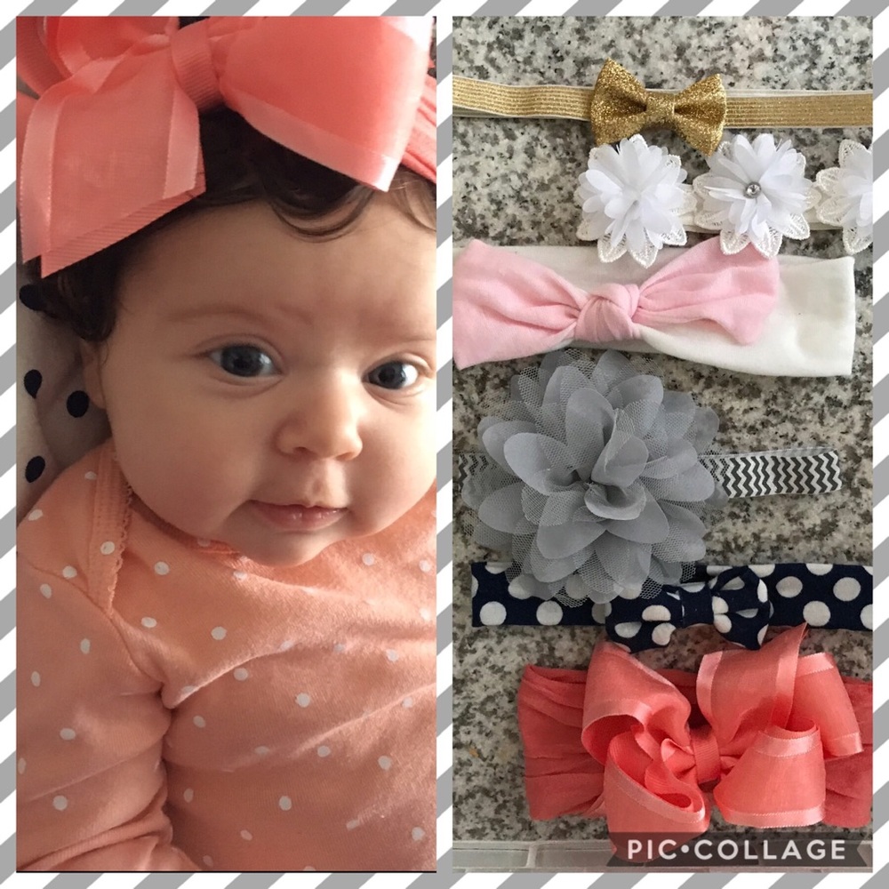 🌸 6 Pack Baby girl headband set 🎀👑💗